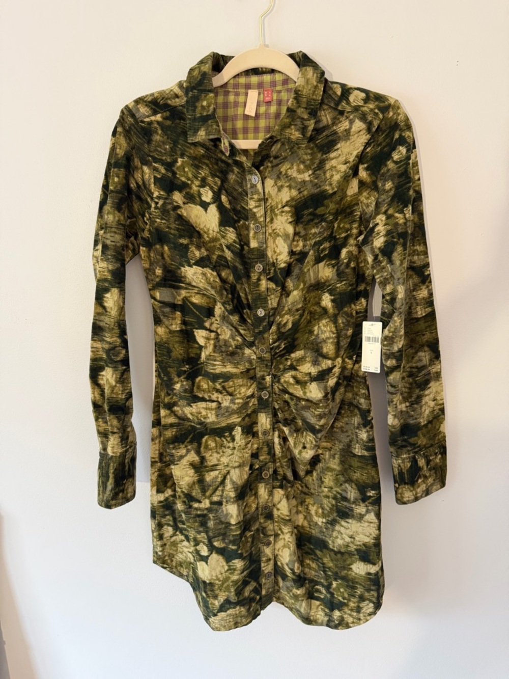 Anthropologie Pilcro Ruched corduroy shirt